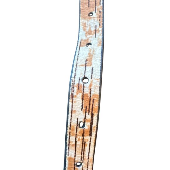 Leather Belt With Trio Tri Color Loop Calf Hair Design size 32 Modern - Picture 3 of 4